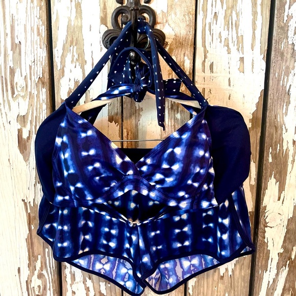 Athleta Other - ATHLETA Swim Mashiko kata swim shorts (M) & top (34B/C) Double wrap Blue​